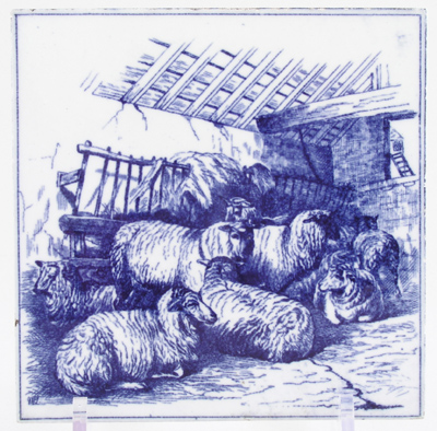 Tile c1880 Sheep